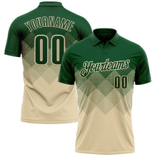 Load image into Gallery viewer, Custom Green Cream 3D Gradient Square Shape Performance Polo Shirt
