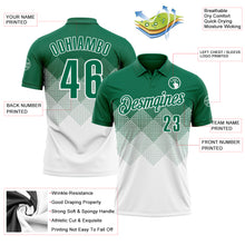 Load image into Gallery viewer, Custom Kelly Green White 3D Gradient Square Shape Performance Polo Shirt
