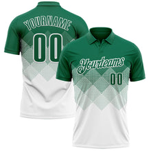 Load image into Gallery viewer, Custom Kelly Green White 3D Gradient Square Shape Performance Polo Shirt
