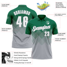 Load image into Gallery viewer, Custom Kelly Green White-Gray 3D Gradient Square Shape Performance Polo Shirt
