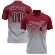Load image into Gallery viewer, Custom Crimson Gray 3D Gradient Square Shape Performance Polo Shirt
