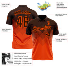 Load image into Gallery viewer, Custom Brown Orange 3D Gradient Square Shape Performance Polo Shirt
