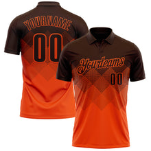 Load image into Gallery viewer, Custom Brown Orange 3D Gradient Square Shape Performance Polo Shirt
