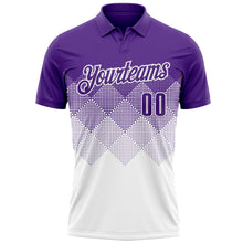 Load image into Gallery viewer, Custom Purple White 3D Gradient Square Shape Performance Polo Shirt
