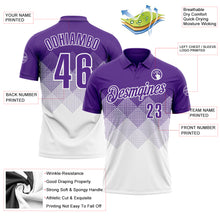 Load image into Gallery viewer, Custom Purple White 3D Gradient Square Shape Performance Polo Shirt
