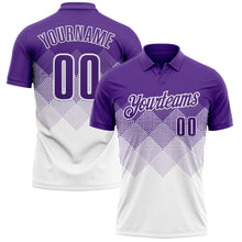 Load image into Gallery viewer, Custom Purple White 3D Gradient Square Shape Performance Polo Shirt
