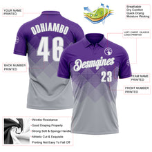 Load image into Gallery viewer, Custom Purple White-Gray 3D Gradient Square Shape Performance Polo Shirt
