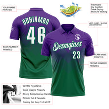 Load image into Gallery viewer, Custom Purple White-Kelly Green 3D Gradient Square Shape Performance Polo Shirt
