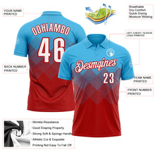 Load image into Gallery viewer, Custom Sky Blue White-Red 3D Gradient Square Shape Performance Polo Shirt
