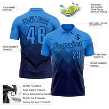 Load image into Gallery viewer, Custom Powder Blue Navy 3D Gradient Square Shape Performance Polo Shirt
