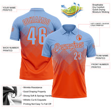 Load image into Gallery viewer, Custom Light Blue Orange 3D Gradient Square Shape Performance Polo Shirt
