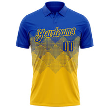 Load image into Gallery viewer, Custom Thunder Blue Yellow 3D Gradient Square Shape Performance Polo Shirt
