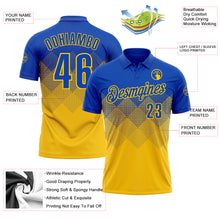 Load image into Gallery viewer, Custom Thunder Blue Yellow 3D Gradient Square Shape Performance Polo Shirt
