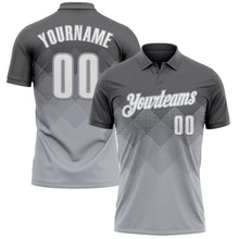 Load image into Gallery viewer, Custom Steel Gray White-Gray 3D Gradient Square Shape Performance Polo Shirt
