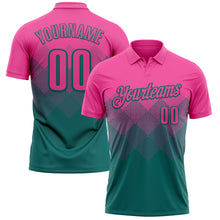 Load image into Gallery viewer, Custom Pink Teal 3D Gradient Square Shape Performance Polo Shirt
