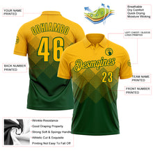 Load image into Gallery viewer, Custom Gold Green 3D Gradient Square Shape Performance Polo Shirt
