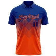 Load image into Gallery viewer, Custom Royal Orange 3D Gradient Square Shape Performance Polo Shirt

