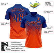 Load image into Gallery viewer, Custom Royal Orange 3D Gradient Square Shape Performance Polo Shirt
