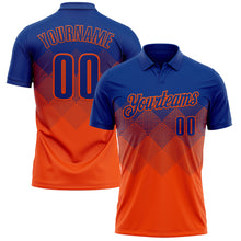 Load image into Gallery viewer, Custom Royal Orange 3D Gradient Square Shape Performance Polo Shirt
