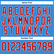 Load image into Gallery viewer, Custom Sky Blue Red-White Hockey Lace Neck Jersey
