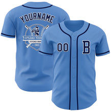 Load image into Gallery viewer, Custom Powder Blue Navy-White Authentic Baseball Jersey
