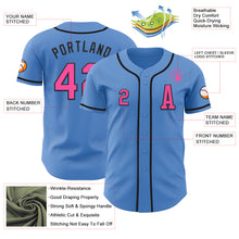 Load image into Gallery viewer, Custom Powder Blue Pink-Black Authentic Baseball Jersey
