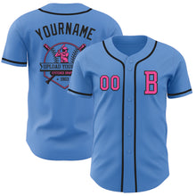 Load image into Gallery viewer, Custom Powder Blue Pink-Black Authentic Baseball Jersey
