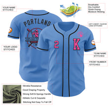 Load image into Gallery viewer, Custom Powder Blue Pink-Black Authentic Baseball Jersey
