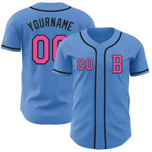 Load image into Gallery viewer, Custom Powder Blue Pink-Black Authentic Baseball Jersey
