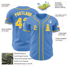 Load image into Gallery viewer, Custom Powder Blue Yellow-White Authentic Baseball Jersey
