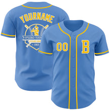 Load image into Gallery viewer, Custom Powder Blue Yellow-White Authentic Baseball Jersey
