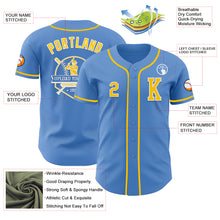 Load image into Gallery viewer, Custom Powder Blue Yellow-White Authentic Baseball Jersey
