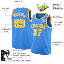 Load image into Gallery viewer, Custom Powder Blue Gold-White Authentic Basketball Jersey
