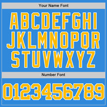 Load image into Gallery viewer, Custom Powder Blue Gold-White Authentic Basketball Jersey
