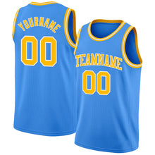 Load image into Gallery viewer, Custom Powder Blue Gold-White Authentic Basketball Jersey
