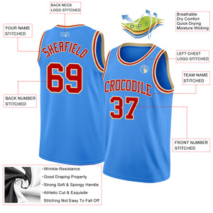 Custom Powder Blue Red-Cream Authentic Basketball Jersey