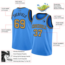 Load image into Gallery viewer, Custom Powder Blue Old Gold-Black Authentic Basketball Jersey
