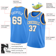 Load image into Gallery viewer, Custom Powder Blue White-Old Gold Authentic Basketball Jersey

