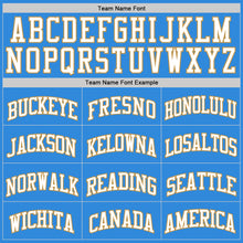 Load image into Gallery viewer, Custom Powder Blue White-Old Gold Authentic Basketball Jersey
