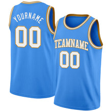 Load image into Gallery viewer, Custom Powder Blue White-Old Gold Authentic Basketball Jersey
