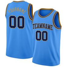 Load image into Gallery viewer, Custom Powder Blue Navy-Old Gold Authentic Basketball Jersey
