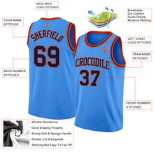Load image into Gallery viewer, Custom Powder Blue Navy-Orange Authentic Basketball Jersey
