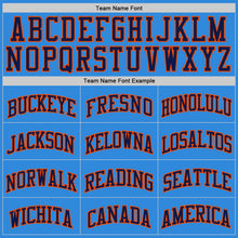 Load image into Gallery viewer, Custom Powder Blue Navy-Orange Authentic Basketball Jersey
