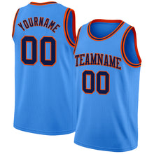 Load image into Gallery viewer, Custom Powder Blue Navy-Orange Authentic Basketball Jersey
