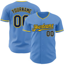 Load image into Gallery viewer, Custom Powder Blue Navy-Yellow Authentic Baseball Jersey
