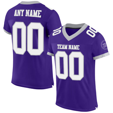 Custom Purple White-Gray Mesh Authentic Football Jersey