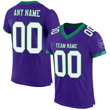 Custom Purple White-Kelly Green Mesh Authentic Football Jersey