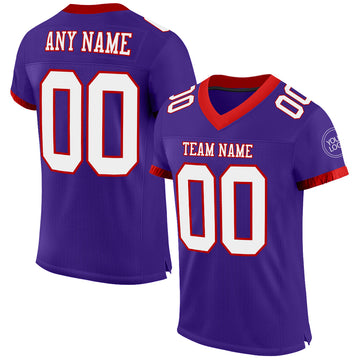 Custom Purple White-Red Mesh Authentic Football Jersey