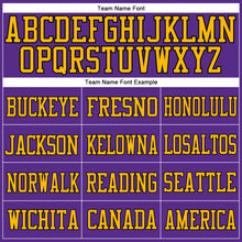 Load image into Gallery viewer, Custom Purple Gold-Black Mesh Authentic Football Jersey
