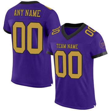 Custom Purple Old Gold-Black Mesh Authentic Football Jersey